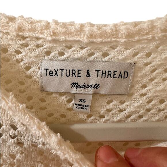 Madewell Texture & Thread Eyelet Flutter-Sleeve Top, Size XS - Picture 3 of 8